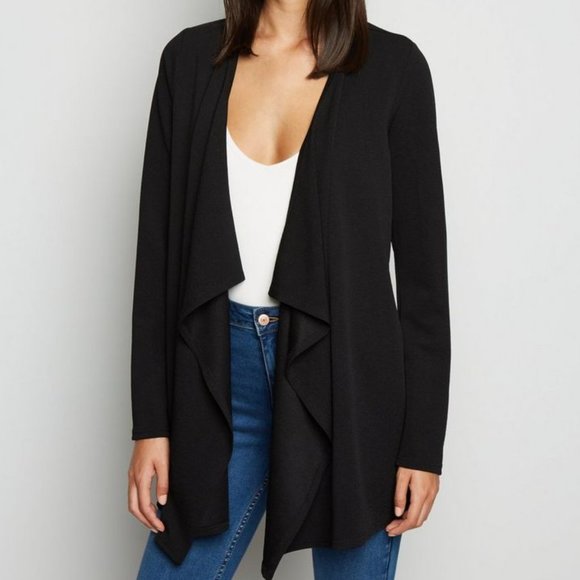 Philosophy Sweaters - Philosophy Charcoal Gray Wool Blend Waterfall Duster Tie Waist Cardigan - S XS